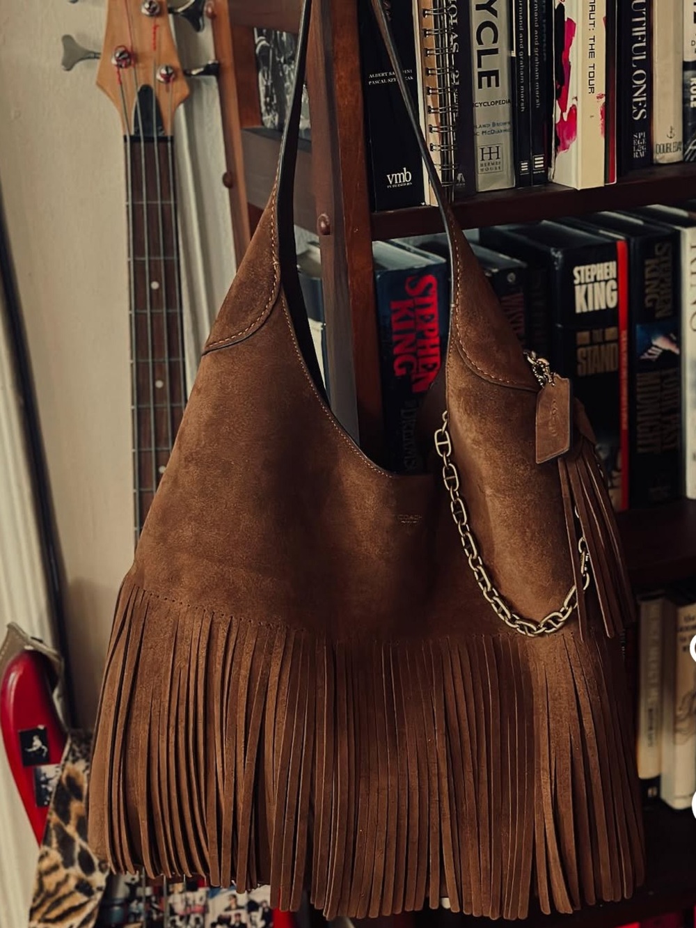 Coach Fringe warm brown Suede brooklyn 39 hobo bag NWT